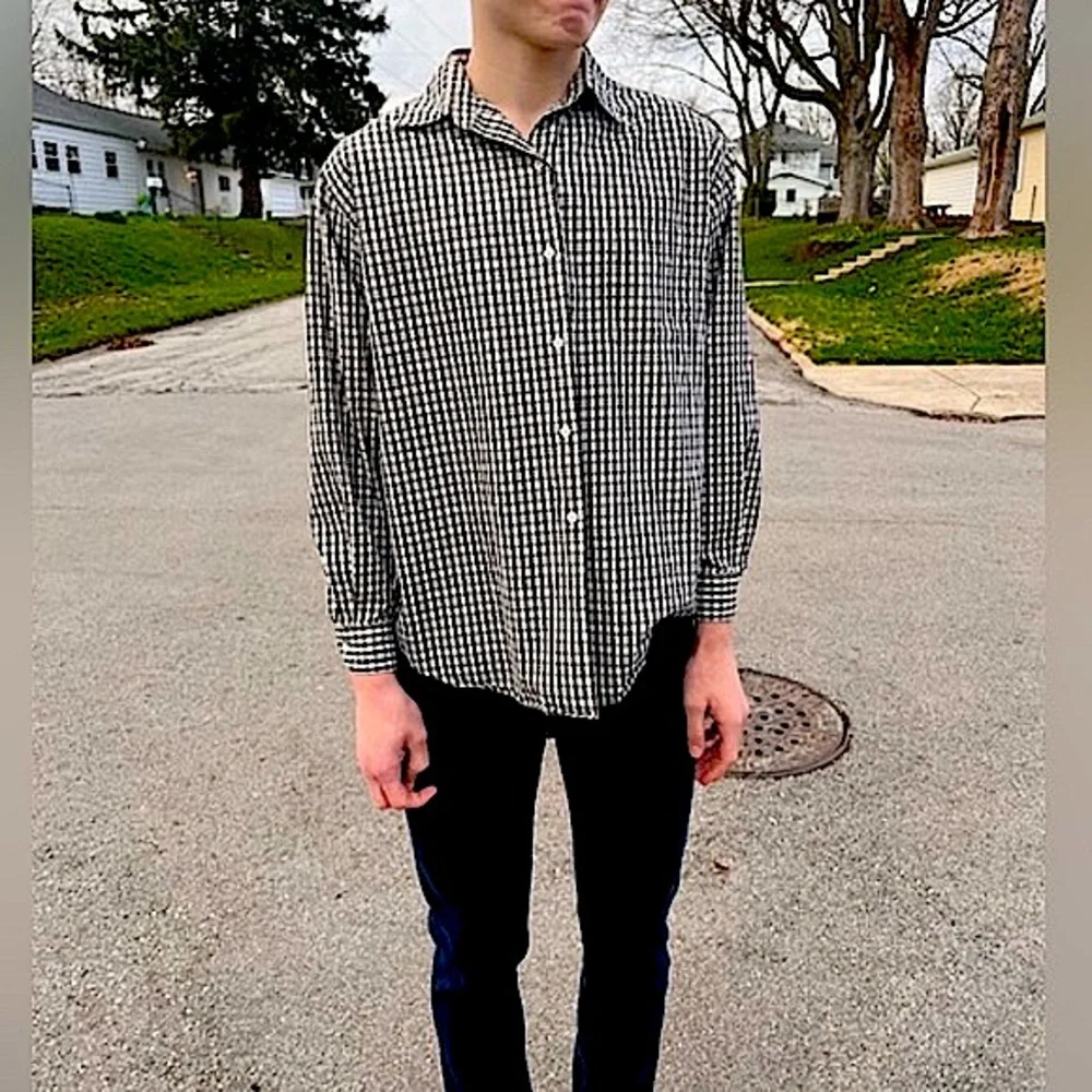 - J.Crew M Black Plaid Poplin Button Up Shirt! NEW!